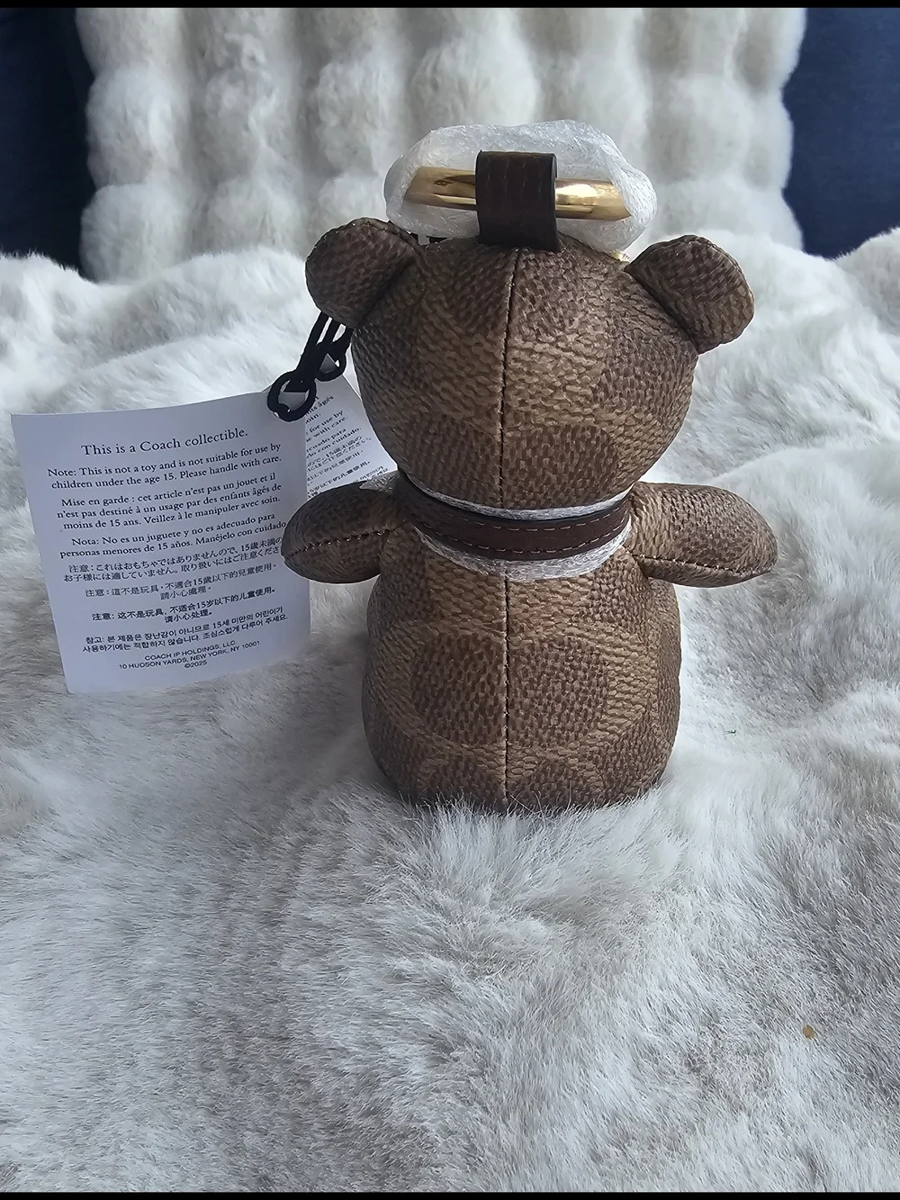 COACH Brown Collectable Bear Bag Charm In Signature Canvas